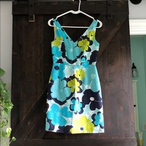 Lilly Pulitzer blue floral V neck dress